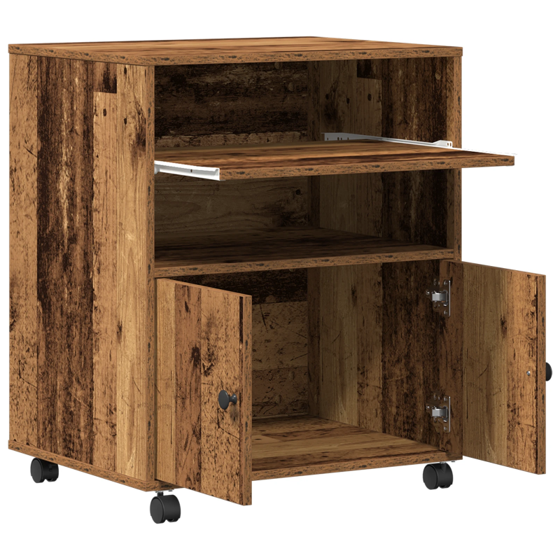 vidaXL Printera statīvs Vecs koks 60 x 48 x 74 cm Inženierijas koks