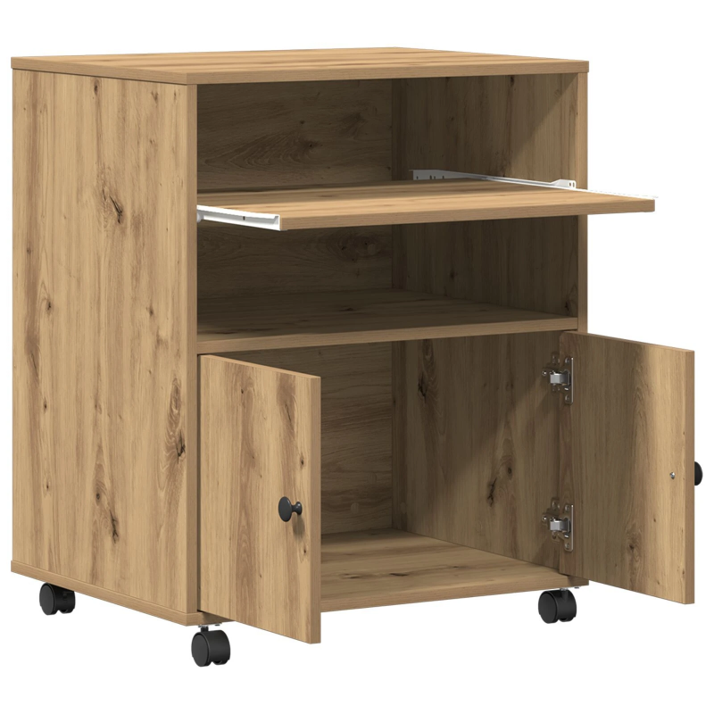 vidaXL Printera statīvs ar uzglabāšanu Artisānā ozols 60 x 48 x 74 cm