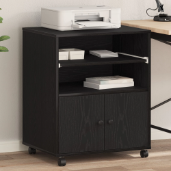 vidaXL Printera statīvs ar uzglabāšanu Melns ozolkoks 60 x 48 x 74 cm