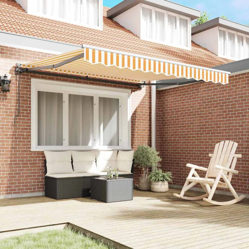vidaXL Izvelkams jumtiņš Dzeltena un balta 300 x 250 cm