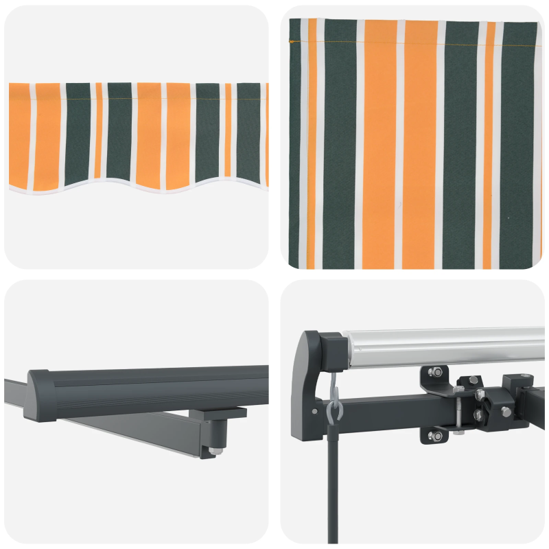 vidaXL Izvelkams jumtiņš Zaļa un dzeltena 300 x 250 cm audums