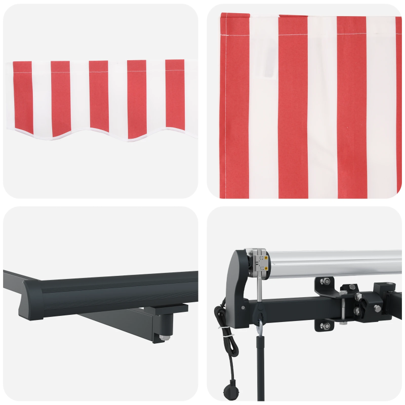 vidaXL Izvelkams jumtiņš Sarkana un balta 350 x 250 cm