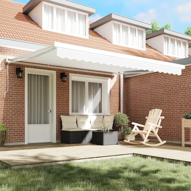 vidaXL Izvelkams jumtiņš Balts 400 × 300 cm Audums un Metāls