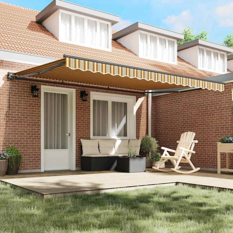 vidaXL Izvelkams jumtiņš Dzeltena un pelēka 450 × 300 cm