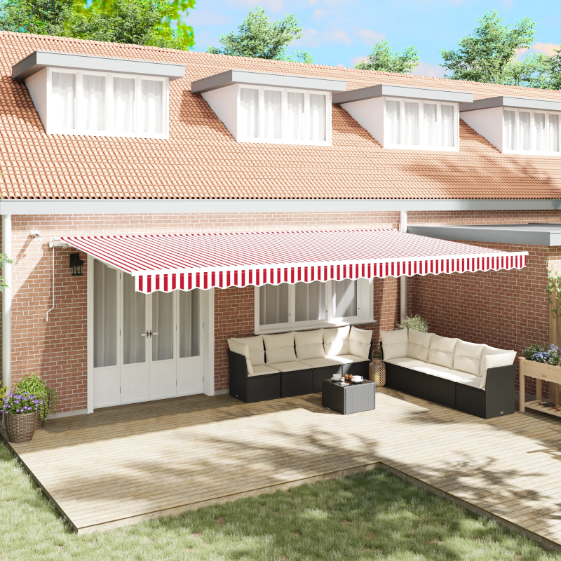 vidaXL Izvelkams jumtiņš Sarkana un balta 600 × 300 cm