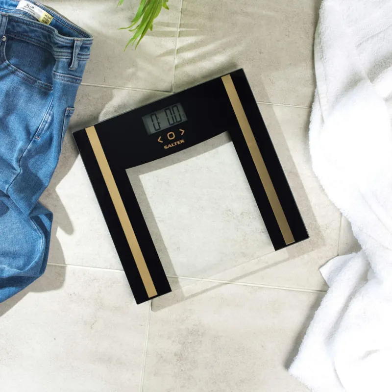 Salter SA00550BGCFAS Glass Analyser Bathroom Scale Black-Gold