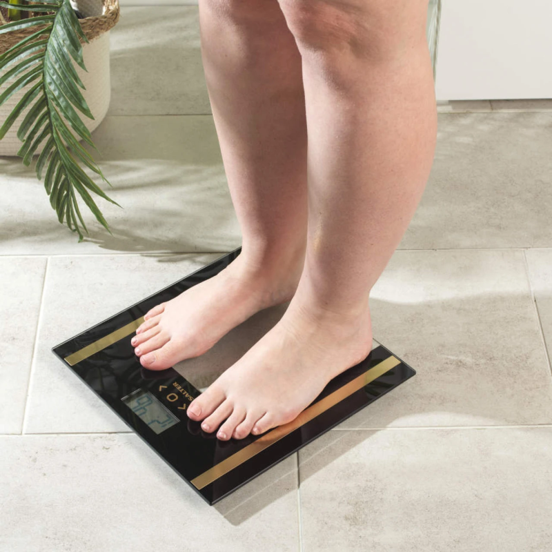 Salter SA00550BGCFAS Glass Analyser Bathroom Scale Black-Gold