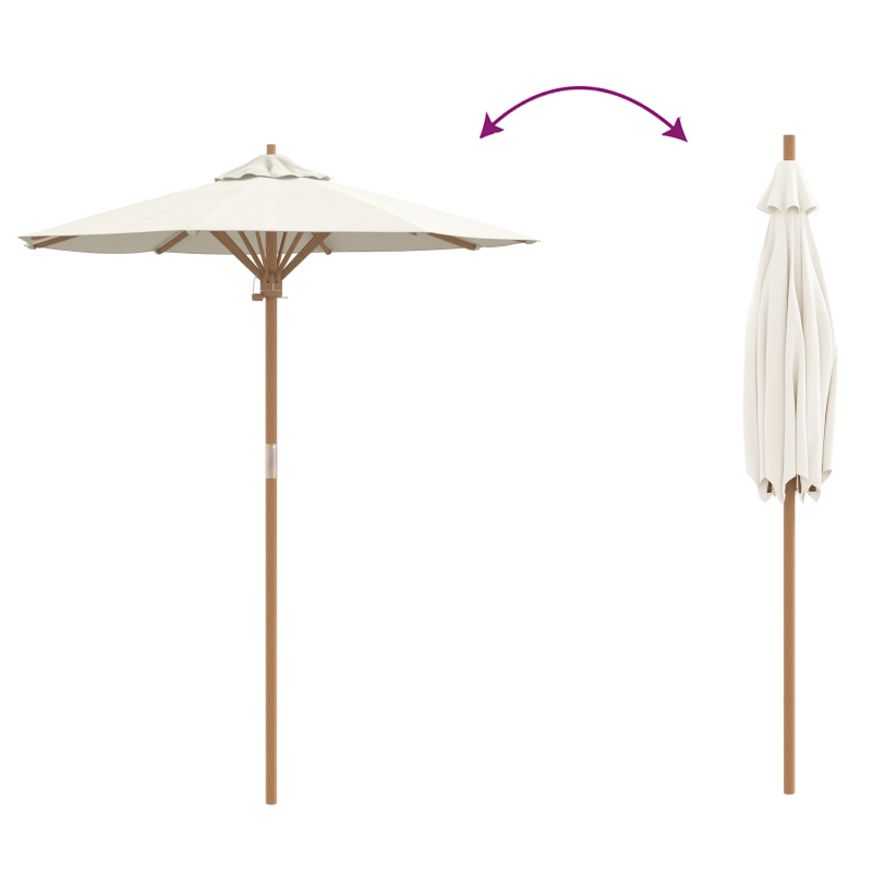 vidaXL Dārza parasols Krēmkrāsas DIA 270 x 260 cm Bambuss