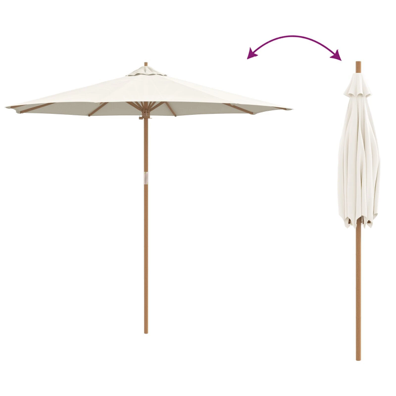vidaXL Dārza parasols Krēmkrāsas DIA 270 x 260 cm Bambuss