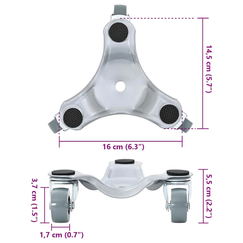 vidaXL mēbeļu riteņi, 4 gab., 16x14,5x5,5 cm, tērauds, 180 kg