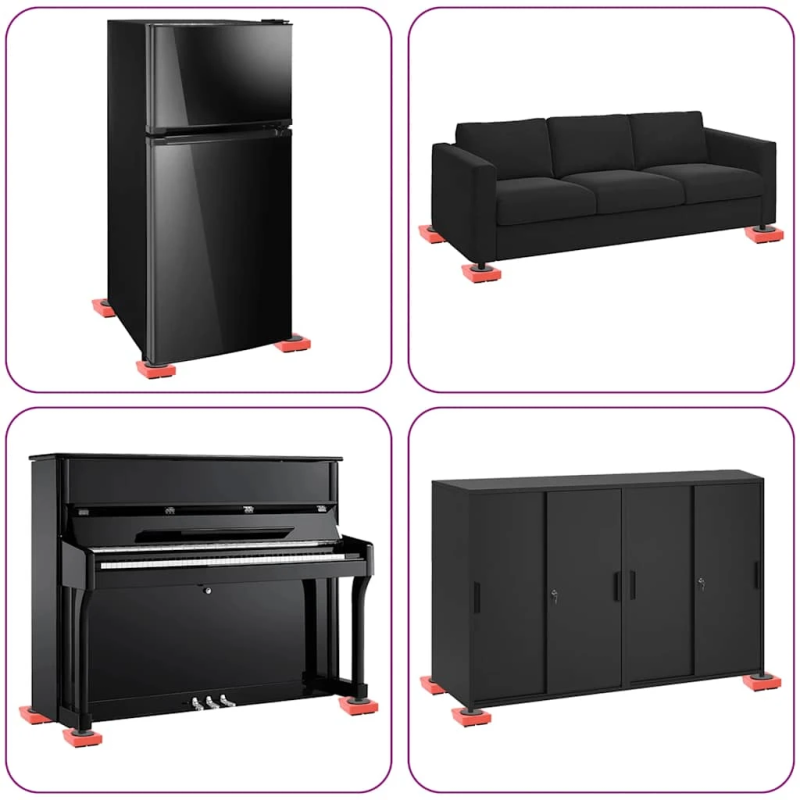 vidaXL mēbeļu riteņi, 8 gab., ar pacēlājiem, sarkani, 9,8x7,5x3 cm, 150 kg