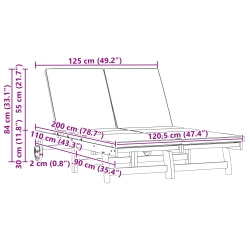 vidaXL Sauļošanās krēsls Brūna 63 x 199 x 85 cm Cietā akācijas koks
