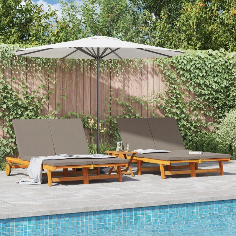 vidaXL Sauļošanās krēsls Brūna 63 x 199 x 85 cm Cietā akācijas koks