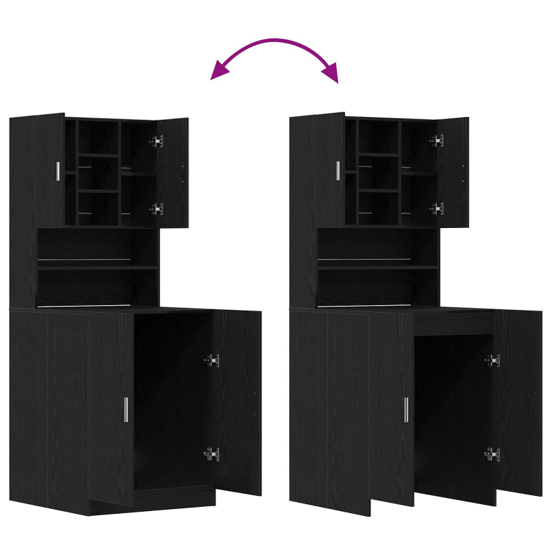 vidaXL Veļas mašīnas skapis 2 pcs Melns ozolkoks