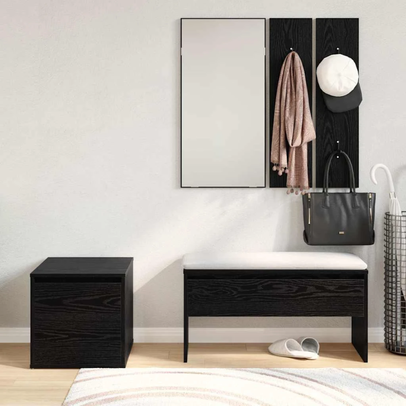 vidaXL Priekšnama mēbeļu komplekts 3 pcs Melns ozols 80 x 31 x 40 cm