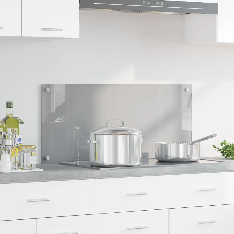 vidaXL Virtuves aizsargpanelis Gaiši pelēka 90 x 40 x 0,6 cm