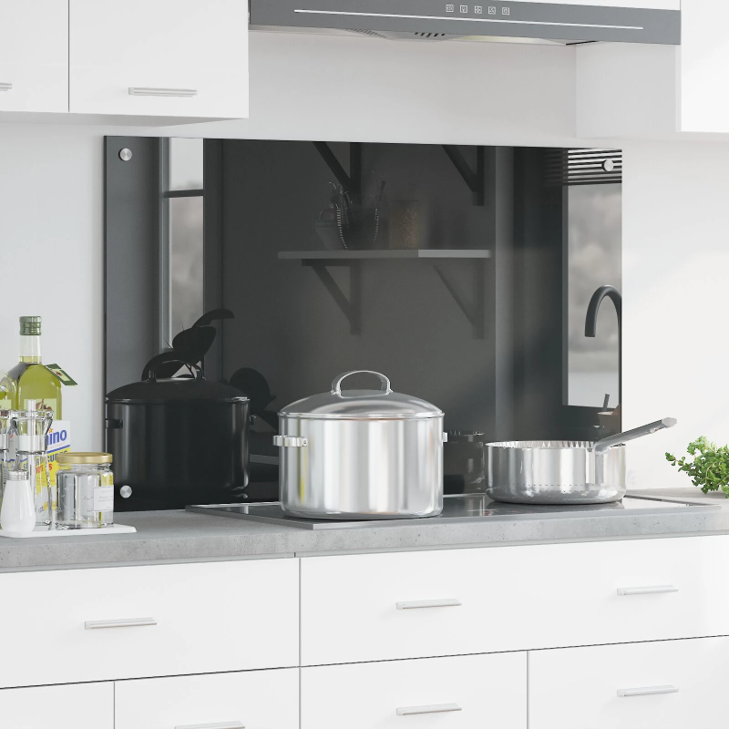 vidaXL Virtuves aizsargpanelis Tumši pelēka 100 x 60 x 0,6 cm