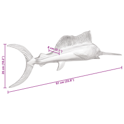 vidaXL Skulptūra Sudraba 91 x 8 x 26 cm Alumīnijs