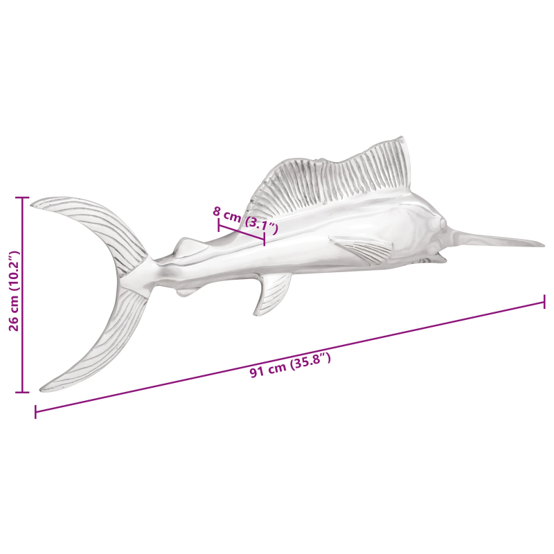 vidaXL Skulptūra Sudraba 91 x 8 x 26 cm Alumīnijs