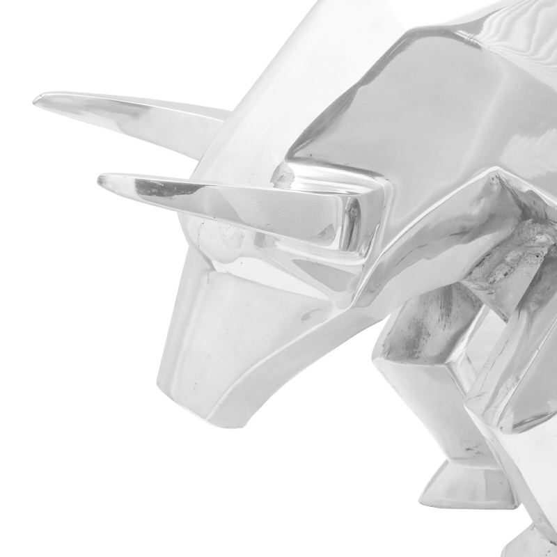 vidaXL Vērša skulptūra Sudraba 74 x 23 x 39 cm Alumīnijs