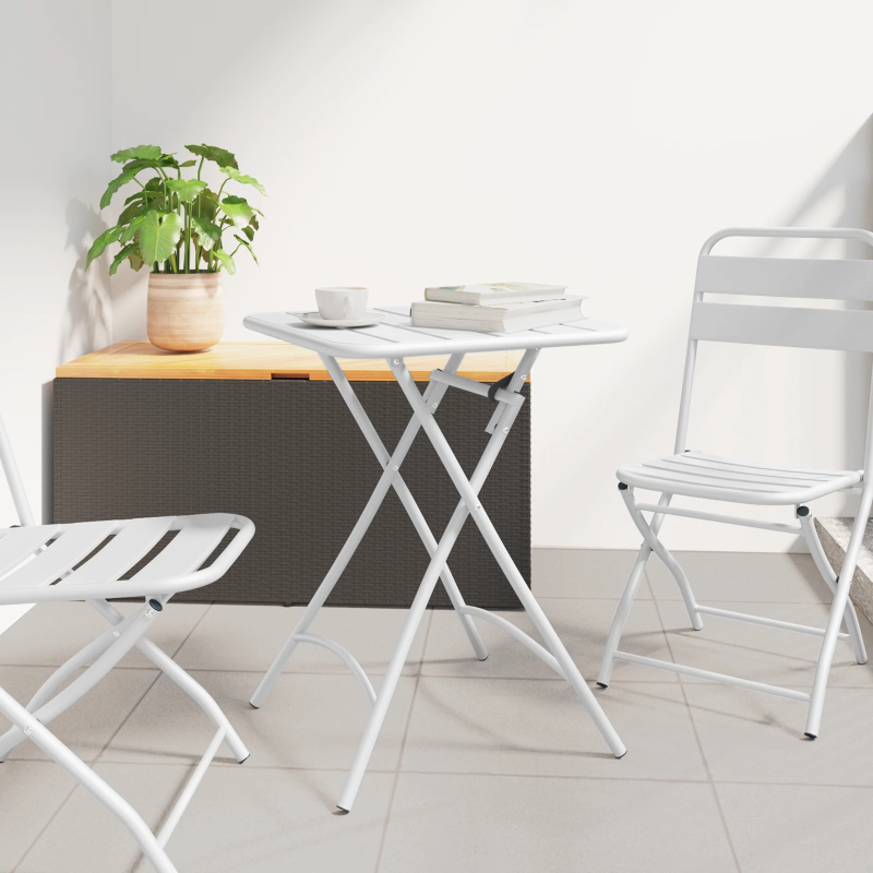 vidaXL Bistro galds Balts 55 x 55 x 72,5 cm Pulverkrāsots tērauds
