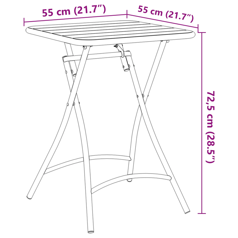 vidaXL Bistro galds Sinepju 55 x 55 x 72,5 cm Pulverkrāsots tērauds