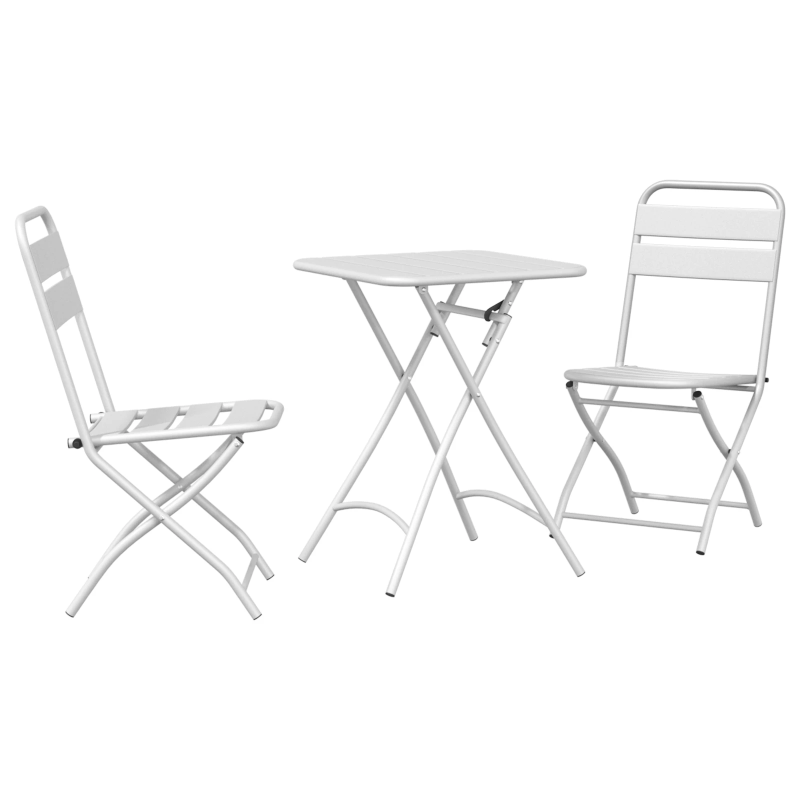 vidaXL Bistro komplekts 3 pcs Balts Tērauds