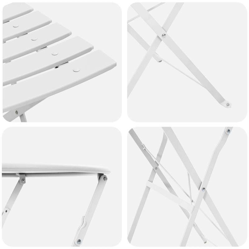 vidaXL Salokāms bistro komplekts 3 pcs Balts Tērauds