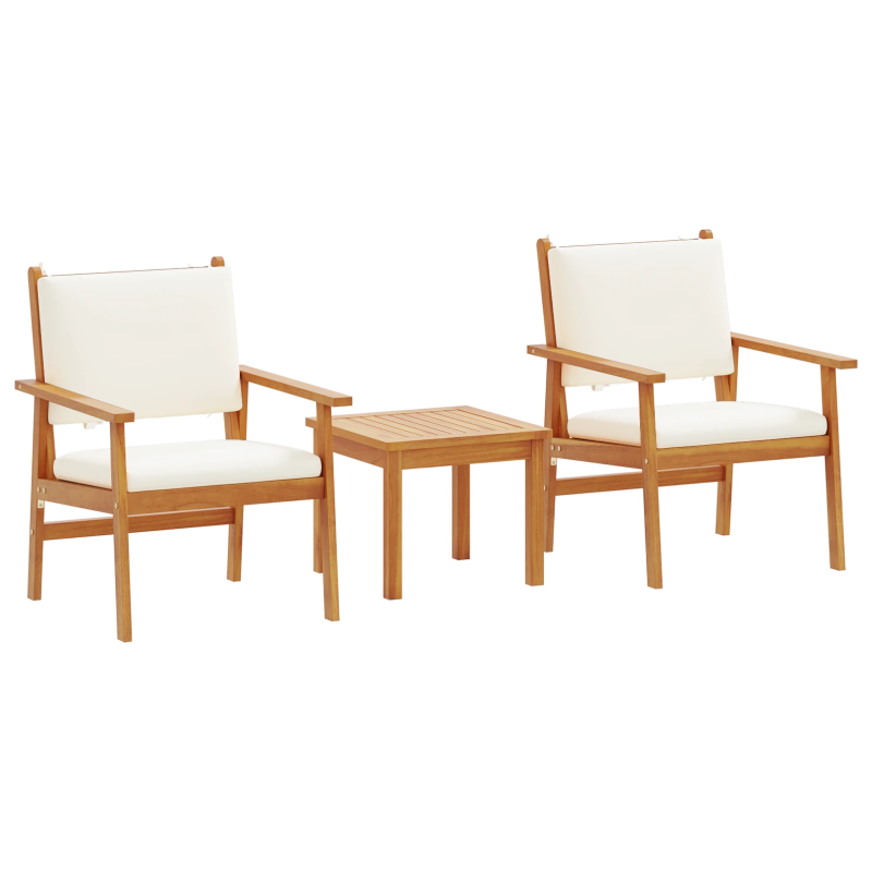 vidaXL Dārza dīvānu komplekts 3 pcs Krēmkrāsas Cietā akācijas koks