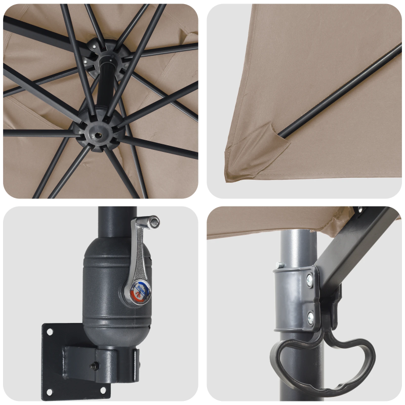 vidaXL Dārza parasols Pelēkbrūna 248,5 x 247,5 x 160 cm