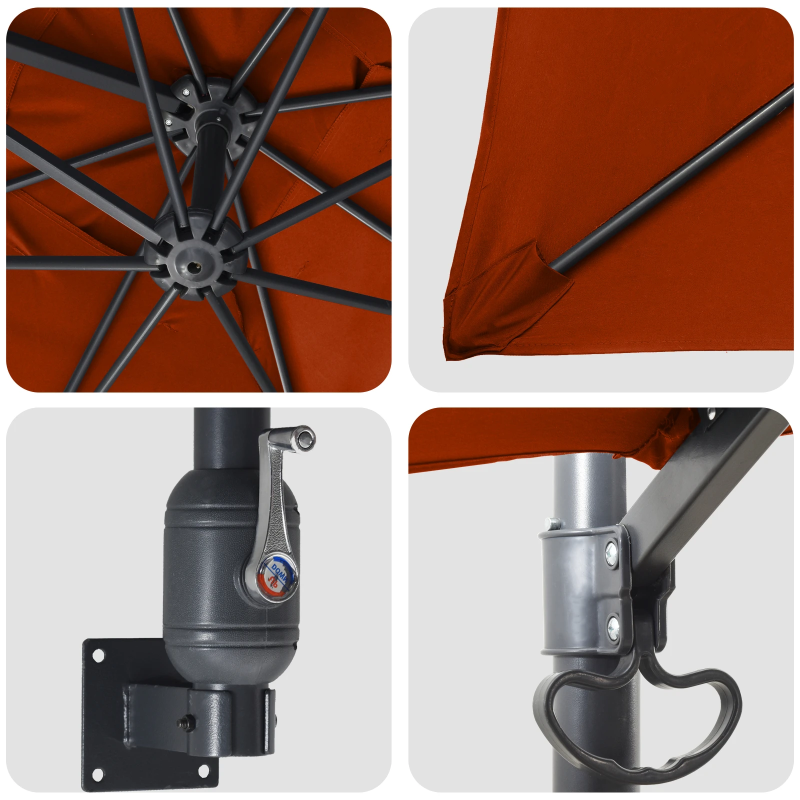 vidaXL Dārza parasols Sarkanbrūns 248,5 x 247,5 x 160 cm