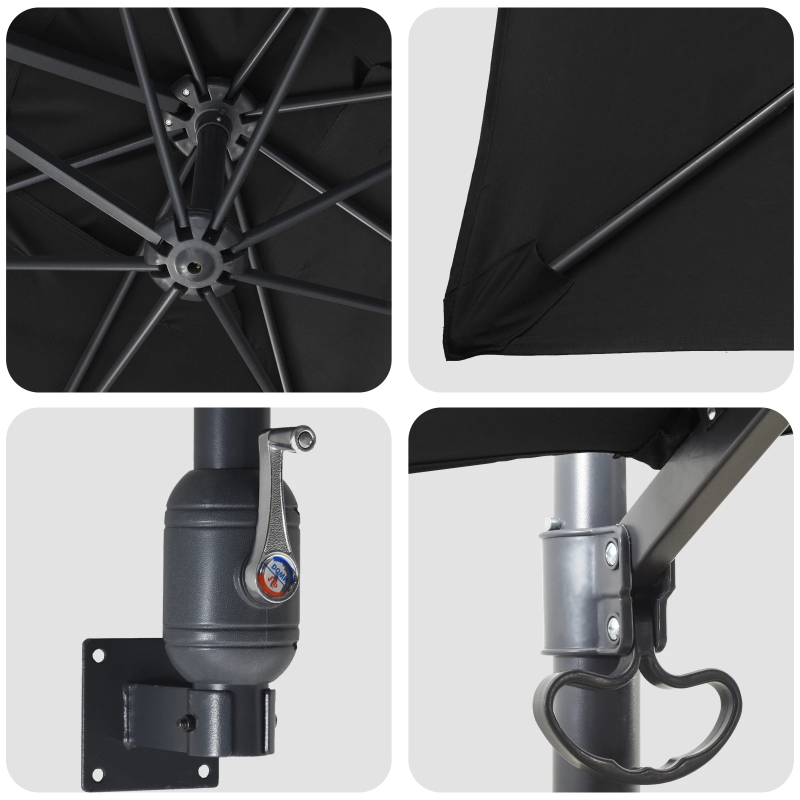 vidaXL Dārza parasols Melna 248,5 x 247,5 x 160 cm