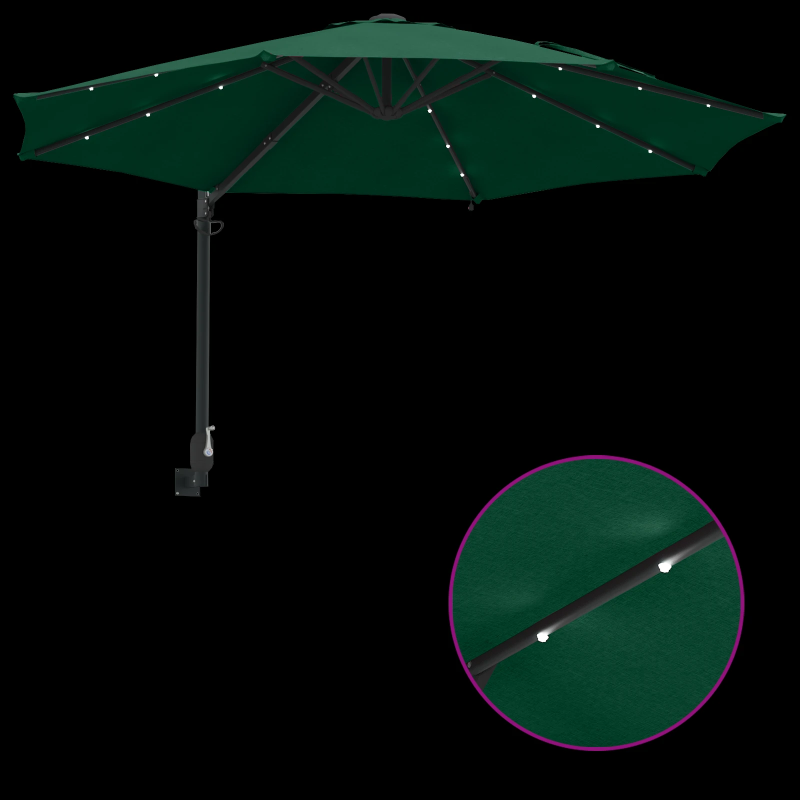 vidaXL Dārza parasols Zaļa 248 x 248 x 148 cm Poliesters un tērauds