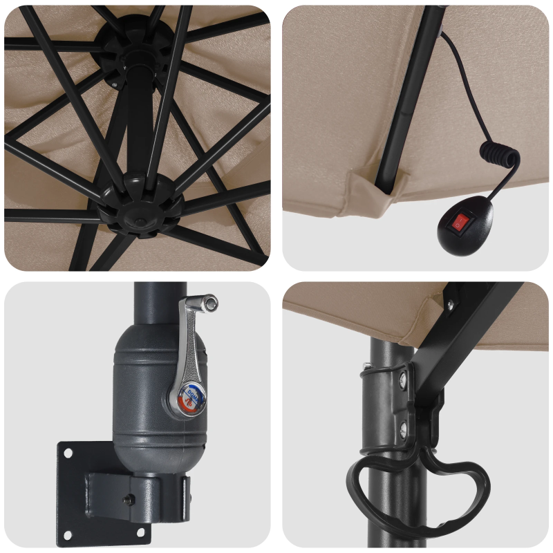 vidaXL Dārza parasols Pelēkbrūna 248 x 248 x 148 cm