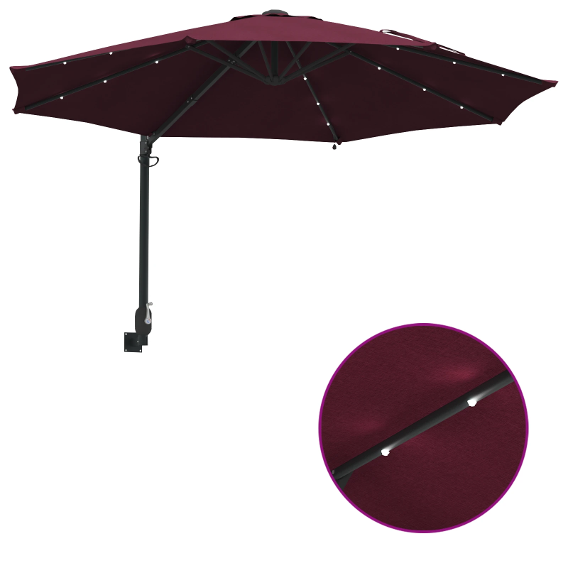 vidaXL Dārza parasols Bordo sarkans 248 x 248 x 148 cm