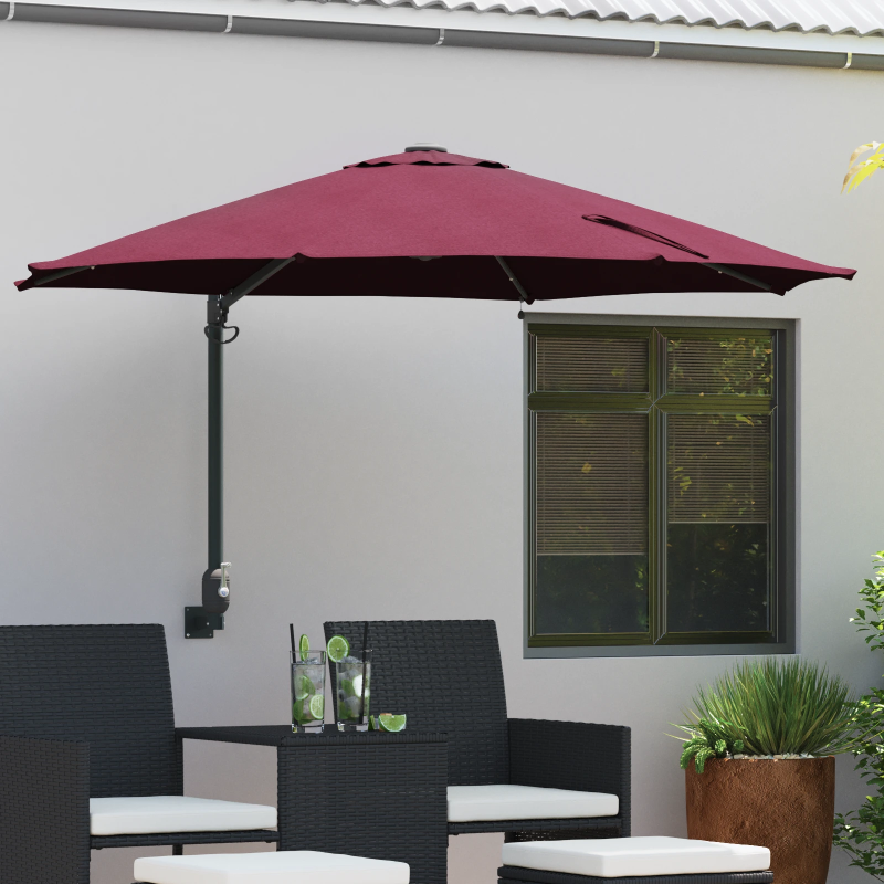 vidaXL Dārza parasols Bordo sarkans 248 x 248 x 148 cm