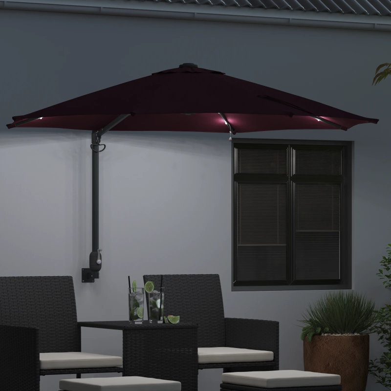 vidaXL Dārza parasols Bordo sarkans 248 x 248 x 148 cm