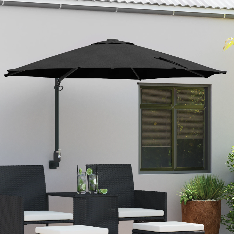 vidaXL Dārza parasols Melna 248 x 248 x 148 cm Poliesters un tērauds