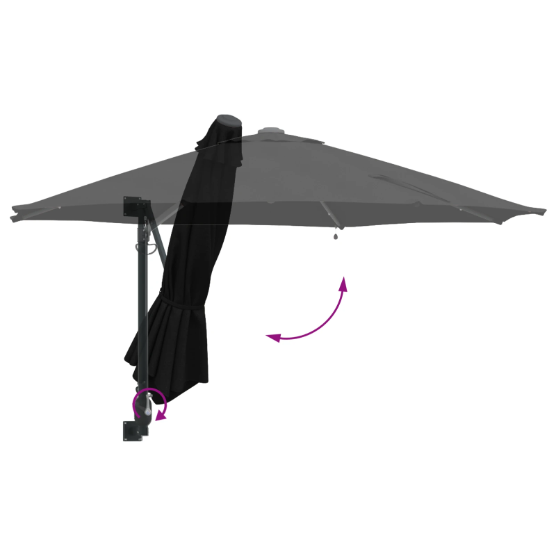 vidaXL Dārza parasols Melna 248 x 248 x 148 cm Poliesters un tērauds