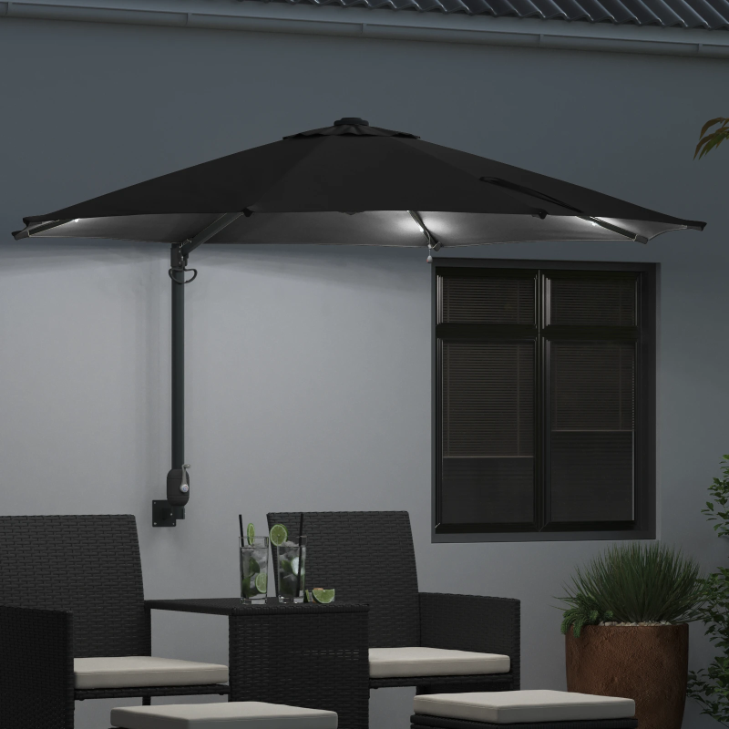 vidaXL Dārza parasols Melna 248 x 248 x 148 cm Poliesters un tērauds