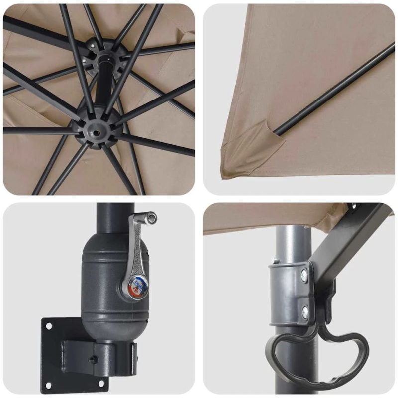 vidaXL Dārza parasols Pelēkbrūna 248,5 x 247,5 x 160 cm