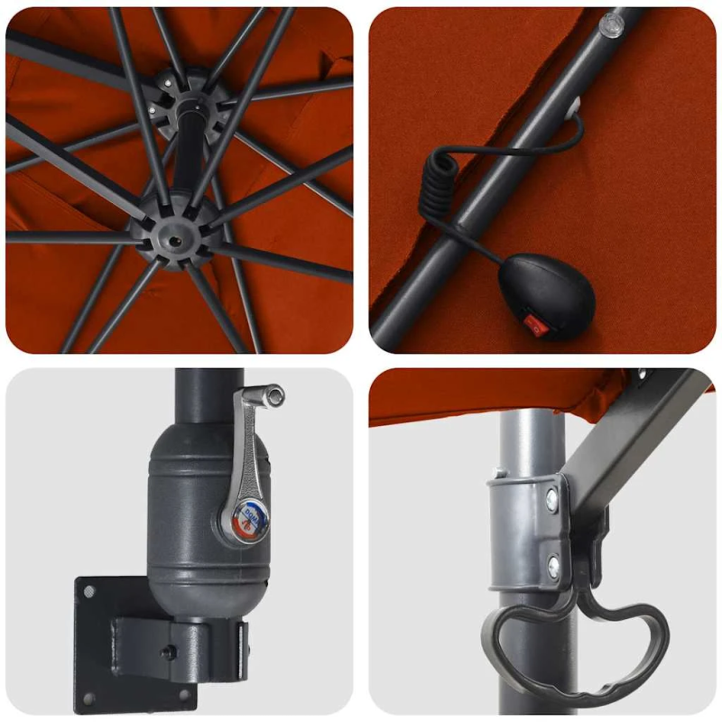 vidaXL Dārza parasols Sarkanbrūns 248,5 x 247,5 x 160 cm