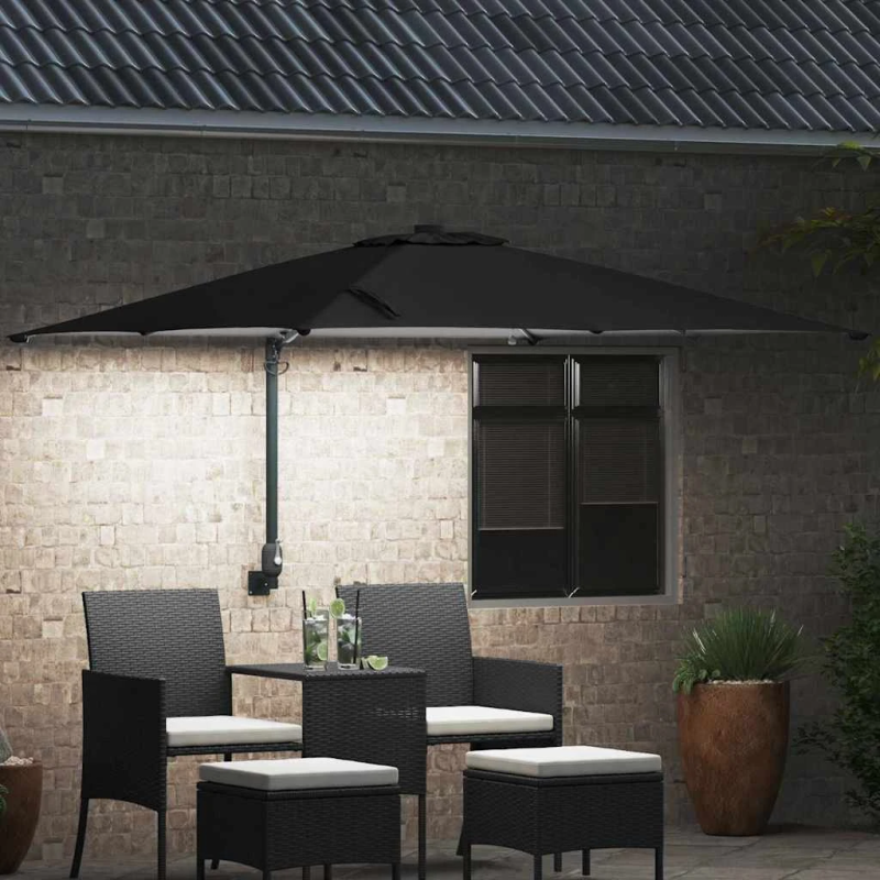 vidaXL Dārza parasols Melna 248,5 x 247,5 x 160 cm