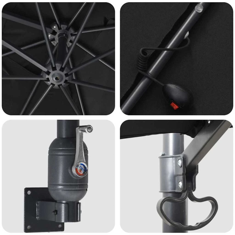 vidaXL Dārza parasols Melna 248,5 x 247,5 x 160 cm