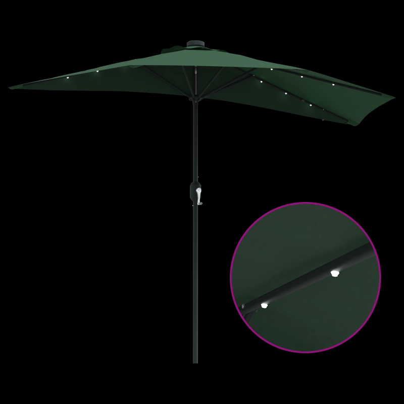 vidaXL Dārza parasols Zaļa 294 x 150 x 223 cm audums