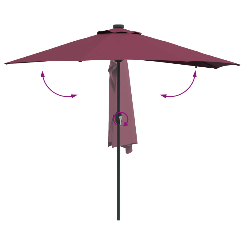 vidaXL Dārza parasols Vīnsarkana 294 x 150 x 223 cm audums