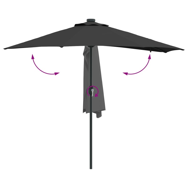 vidaXL Dārza parasols Melna 294 x 150 x 223 cm audums