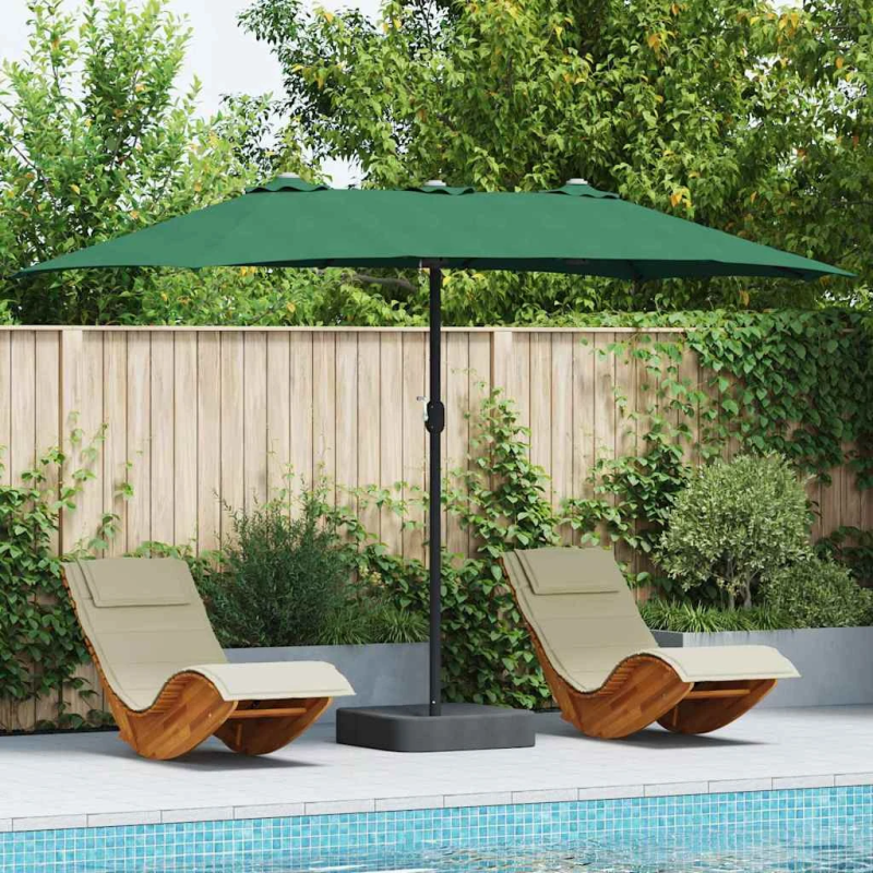 vidaXL Dārza parasols Zaļa 385 x 209 x 244 cm Poliesters un tērauds