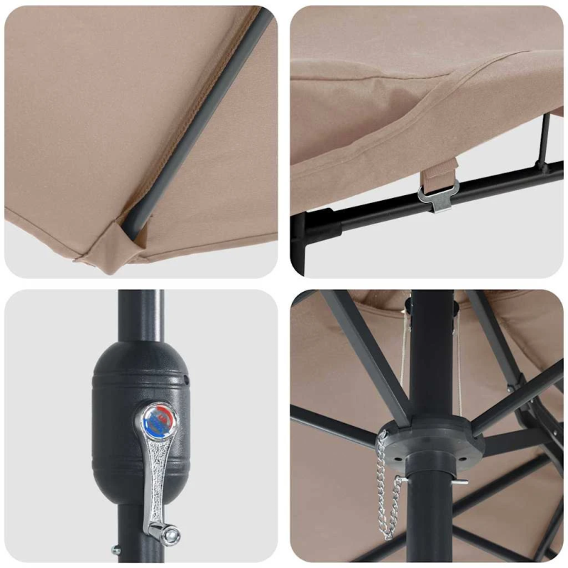 vidaXL Dārza parasols Pelēkbrūna 385 x 209 x 244 cm