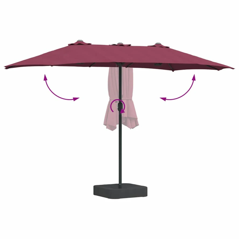 vidaXL Dārza parasols Bordo sarkans 385 x 209 x 244 cm